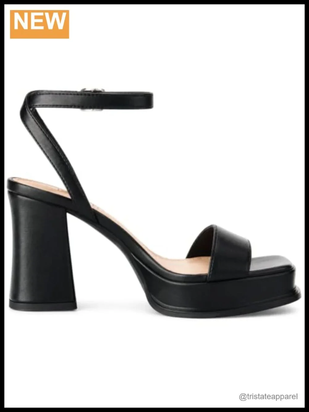 Faux Leather Platform Strappy Sandals Square Open Toe Chunky Block Heel